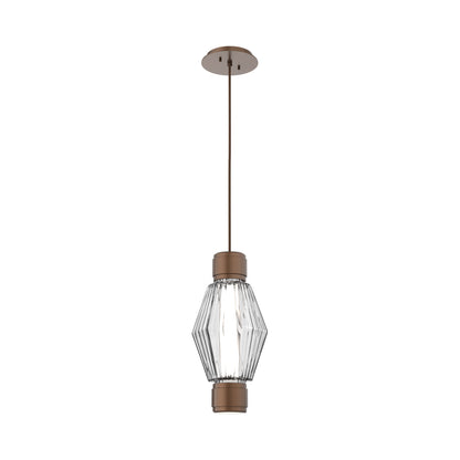Aalto Mandrel LED Pendant Light in Burnished Bronze/Clear Blown Glass.