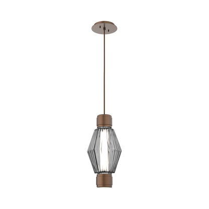 Aalto Mandrel LED Pendant Light in Burnished Bronze/Smoke Blown Glass.