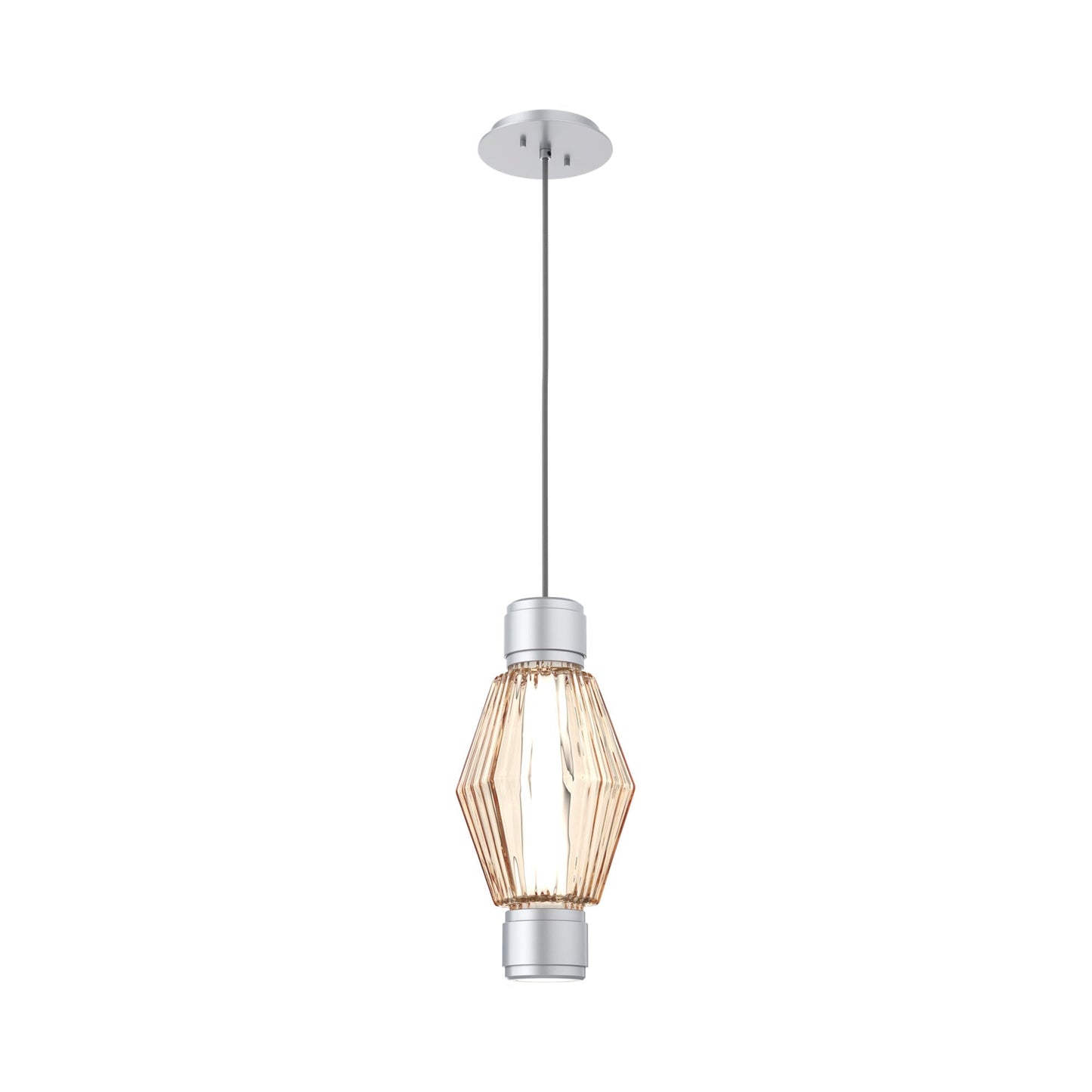 Aalto Mandrel LED Pendant Light in Classic Silver/Amber Blown Glass.