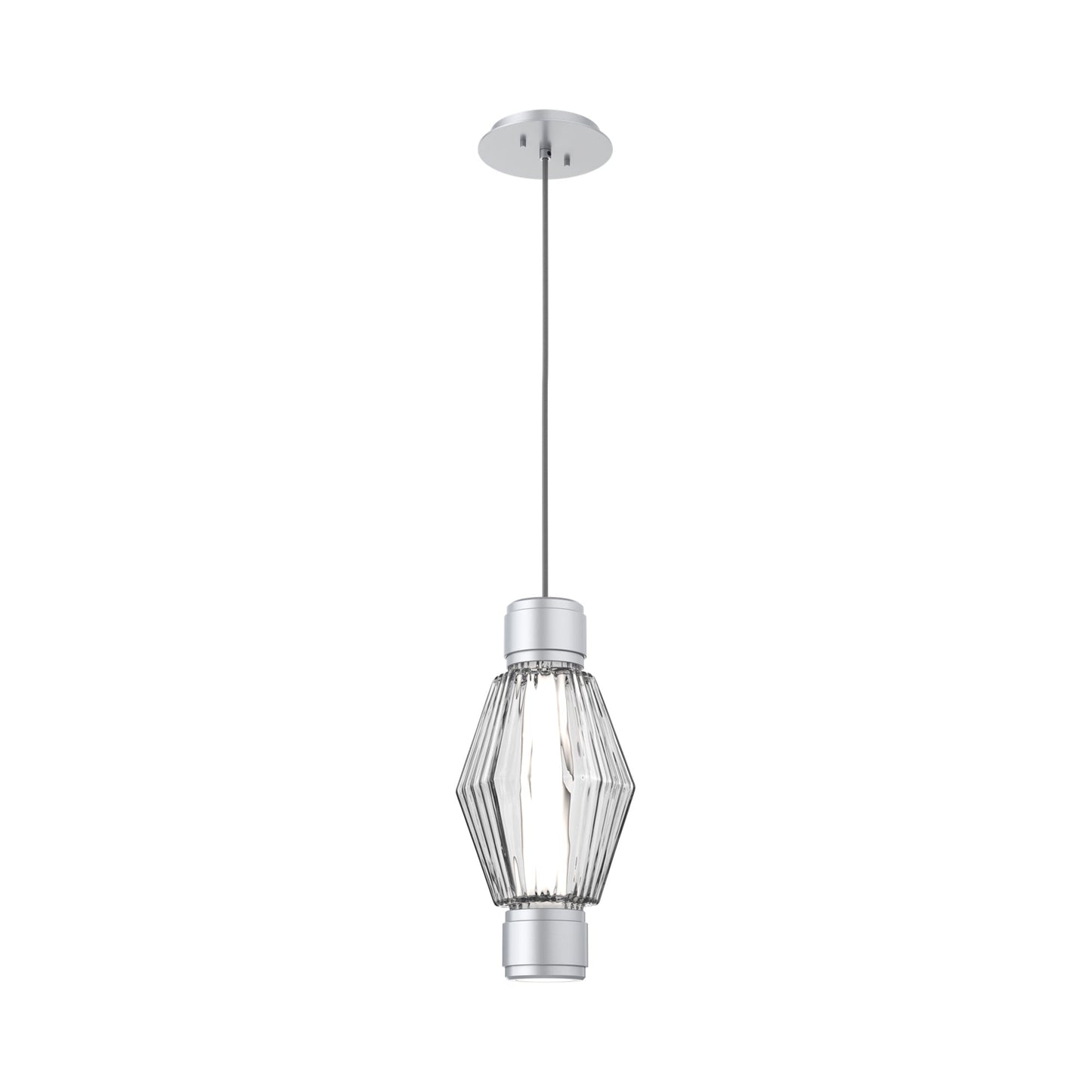 Aalto Mandrel LED Pendant Light in Classic Silver/Clear Blown Glass.