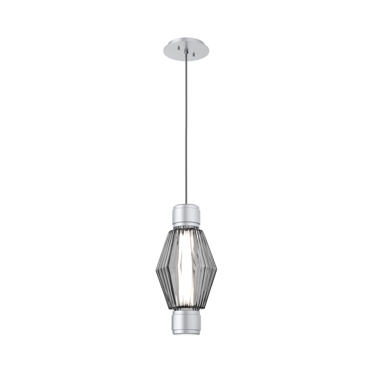 Aalto Mandrel LED Pendant Light in Classic Silver/Smoke Blown Glass.