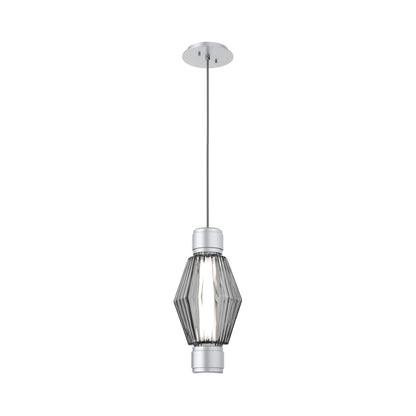 Aalto Mandrel LED Pendant Light in Classic Silver/Smoke Blown Glass.