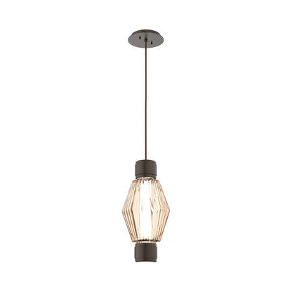 Aalto Mandrel LED Pendant Light in Flat Bronze/Amber Blown Glass.