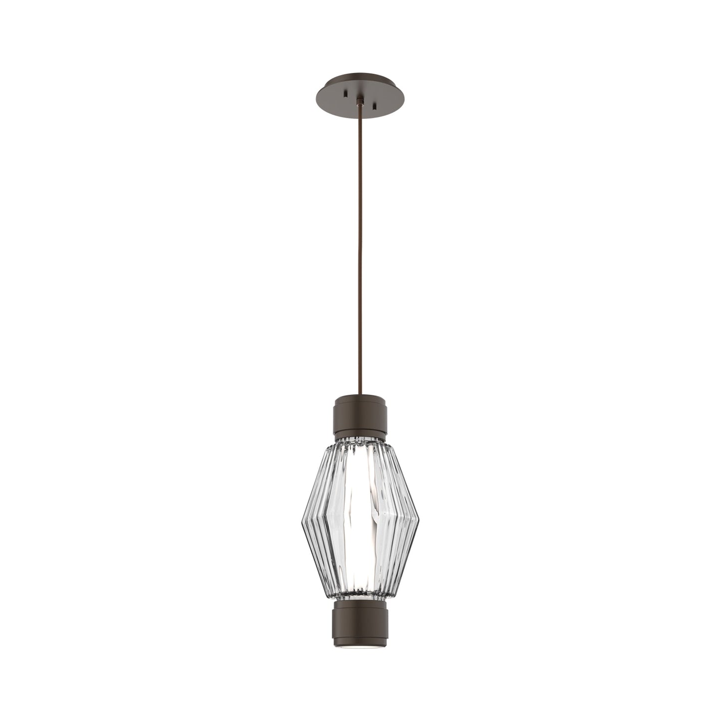 Aalto Mandrel LED Pendant Light in Flat Bronze/Clear Blown Glass.