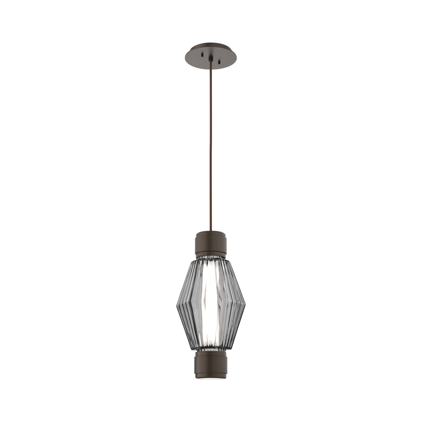 Aalto Mandrel LED Pendant Light in Flat Bronze/Smoke Blown Glass.