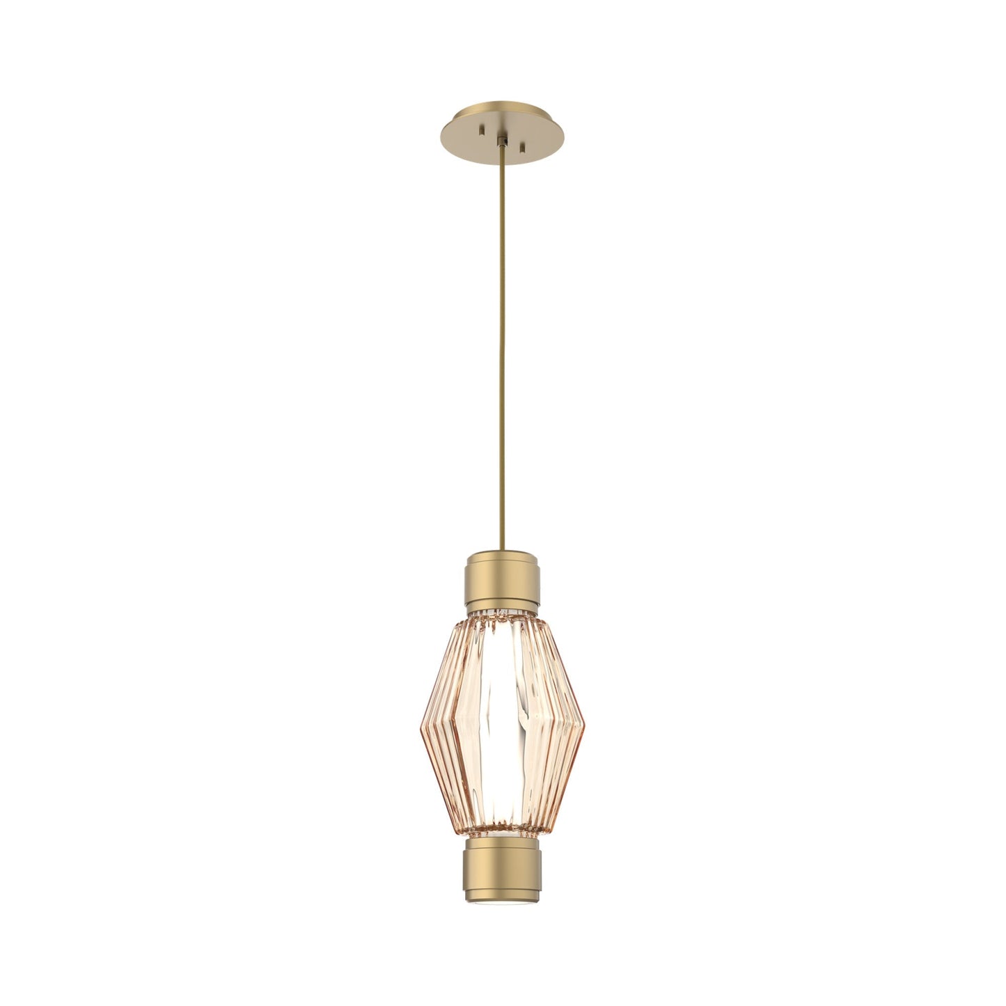 Aalto Mandrel LED Pendant Light in Gilded Brass/Amber Blown Glass.