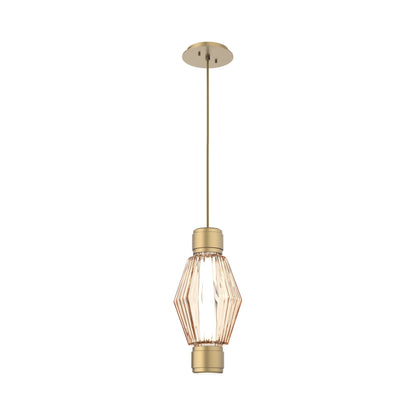 Aalto Mandrel LED Pendant Light in Gilded Brass/Amber Blown Glass.