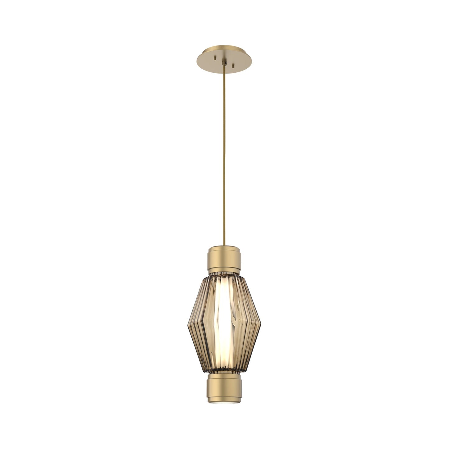 Aalto Mandrel LED Pendant Light in Gilded Brass/Bronze Blown Glass.