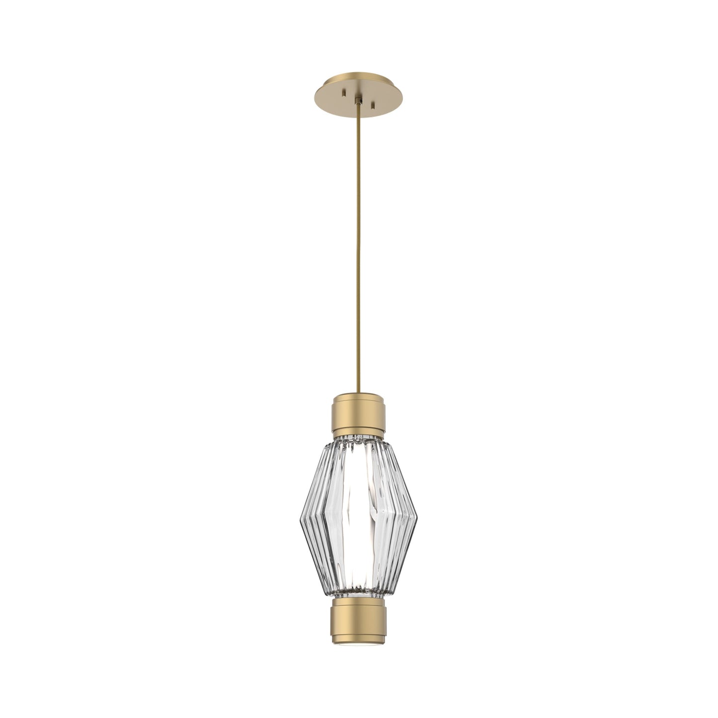 Aalto Mandrel LED Pendant Light in Gilded Brass/Clear Blown Glass.