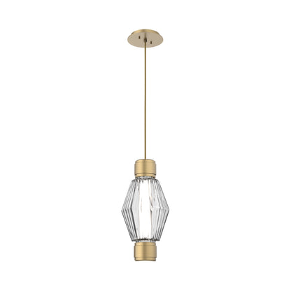 Aalto Mandrel LED Pendant Light in Gilded Brass/Clear Blown Glass.