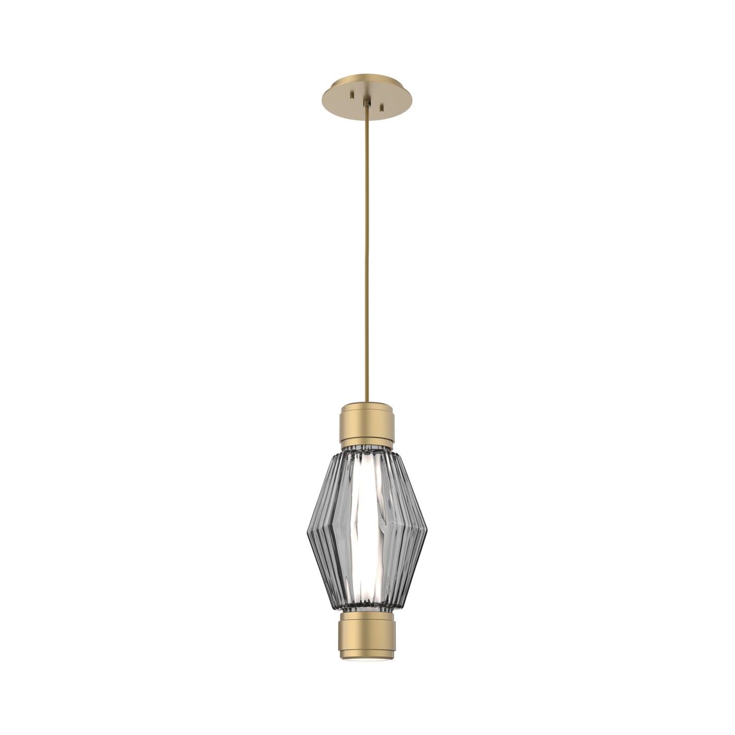 Aalto Mandrel LED Pendant Light in Gilded Brass/Smoke Blown Glass.