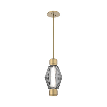 Aalto Mandrel LED Pendant Light in Gilded Brass/Smoke Blown Glass.