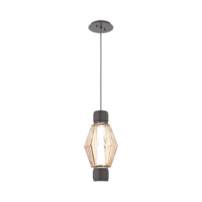 Aalto Mandrel LED Pendant Light in Graphite/Amber Blown Glass.