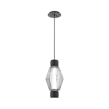 Aalto Mandrel LED Pendant Light in Matte Black/Clear Blown Glass.