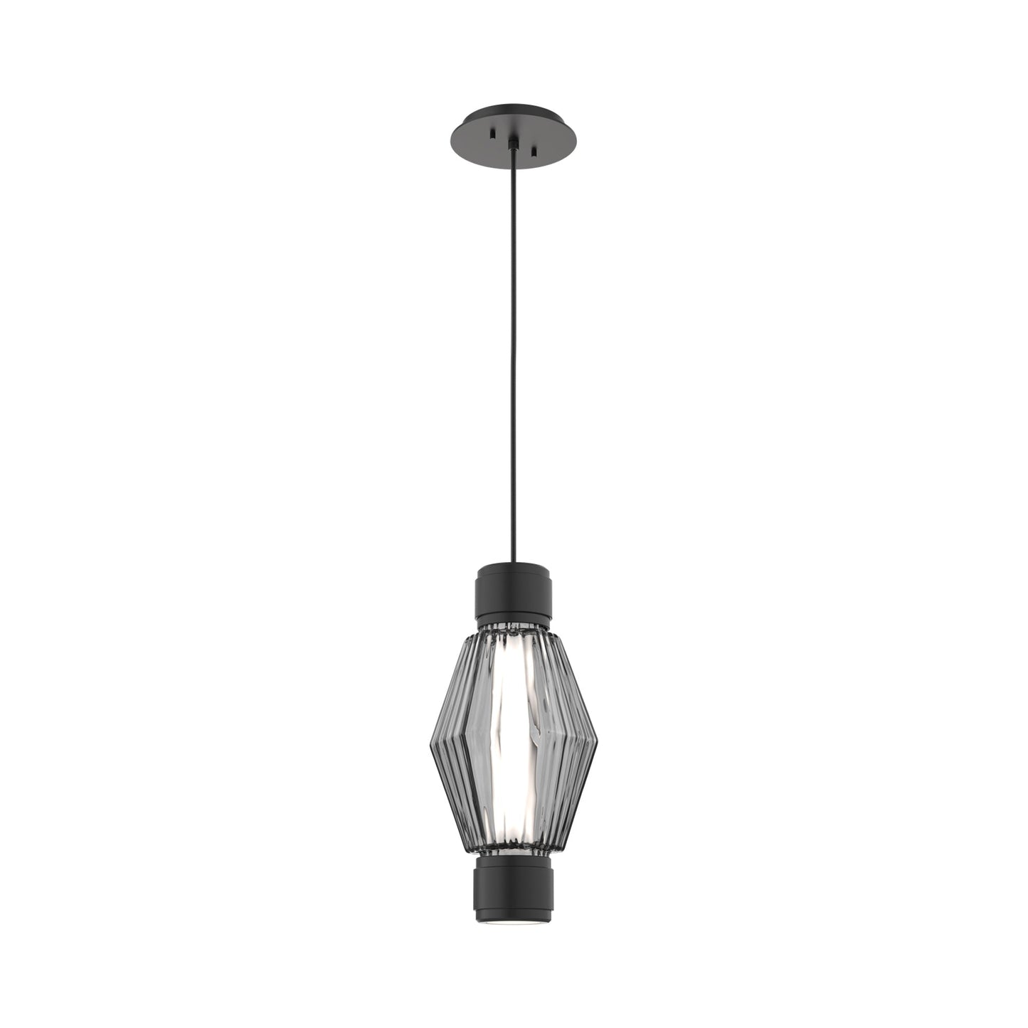 Aalto Mandrel LED Pendant Light in Matte Black/Smoke Blown Glass.