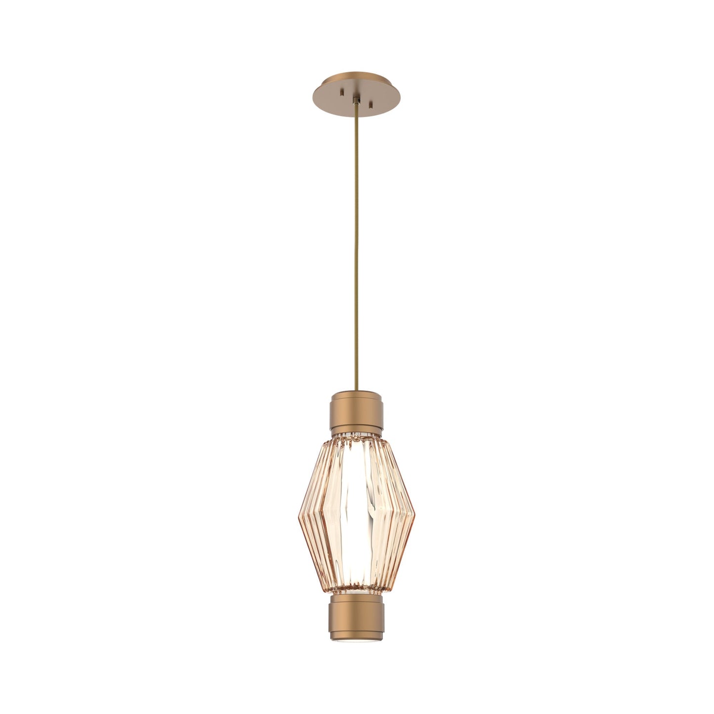 Aalto Mandrel LED Pendant Light in Novel Brass/Amber Blown Glass.
