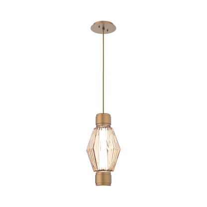Aalto Mandrel LED Pendant Light in Novel Brass/Amber Blown Glass.