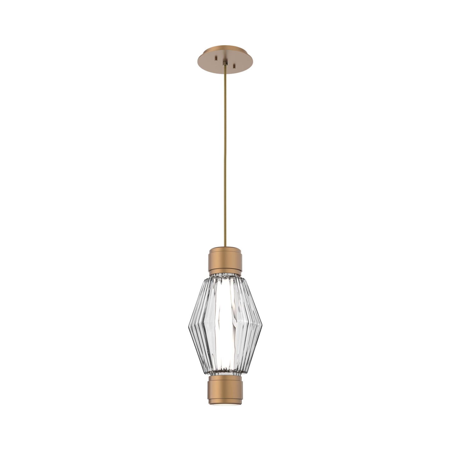 Aalto Mandrel LED Pendant Light in Novel Brass/Clear Blown Glass.