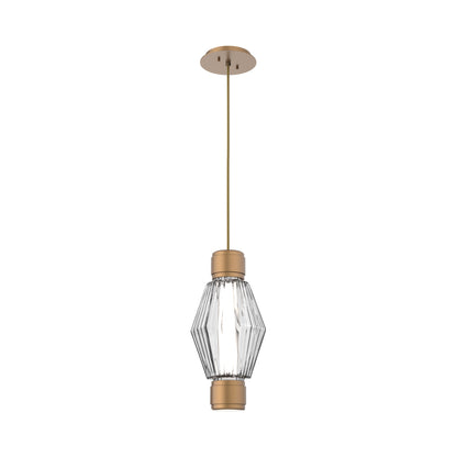 Aalto Mandrel LED Pendant Light in Novel Brass/Clear Blown Glass.