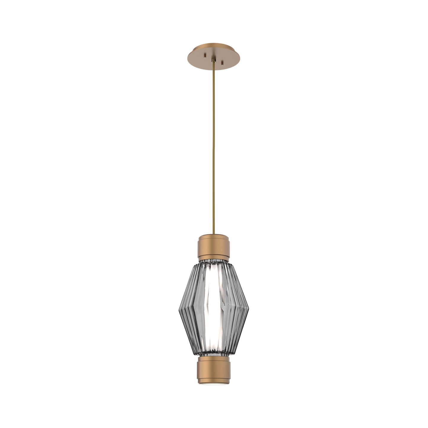 Aalto Mandrel LED Pendant Light in Novel Brass/Smoke Blown Glass.