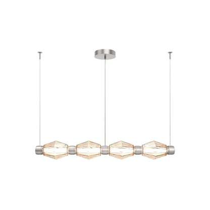 Aalto Mandrel Linear LED Chandelier in Beige Silver/Amber Blown Glass (53.3-Inch).