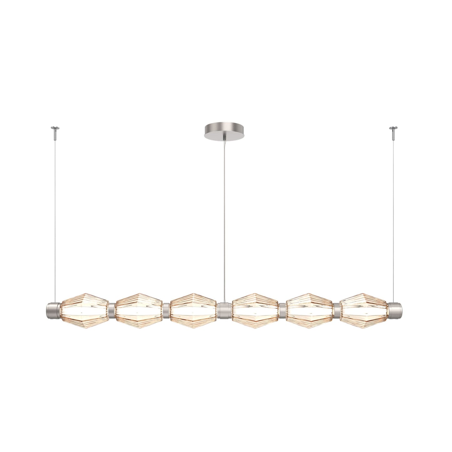 Aalto Mandrel Linear LED Chandelier in Beige Silver/Amber Blown Glass (72.6-Inch).