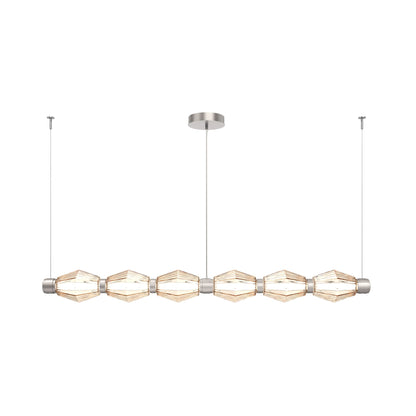 Aalto Mandrel Linear LED Chandelier in Beige Silver/Amber Blown Glass (72.6-Inch).