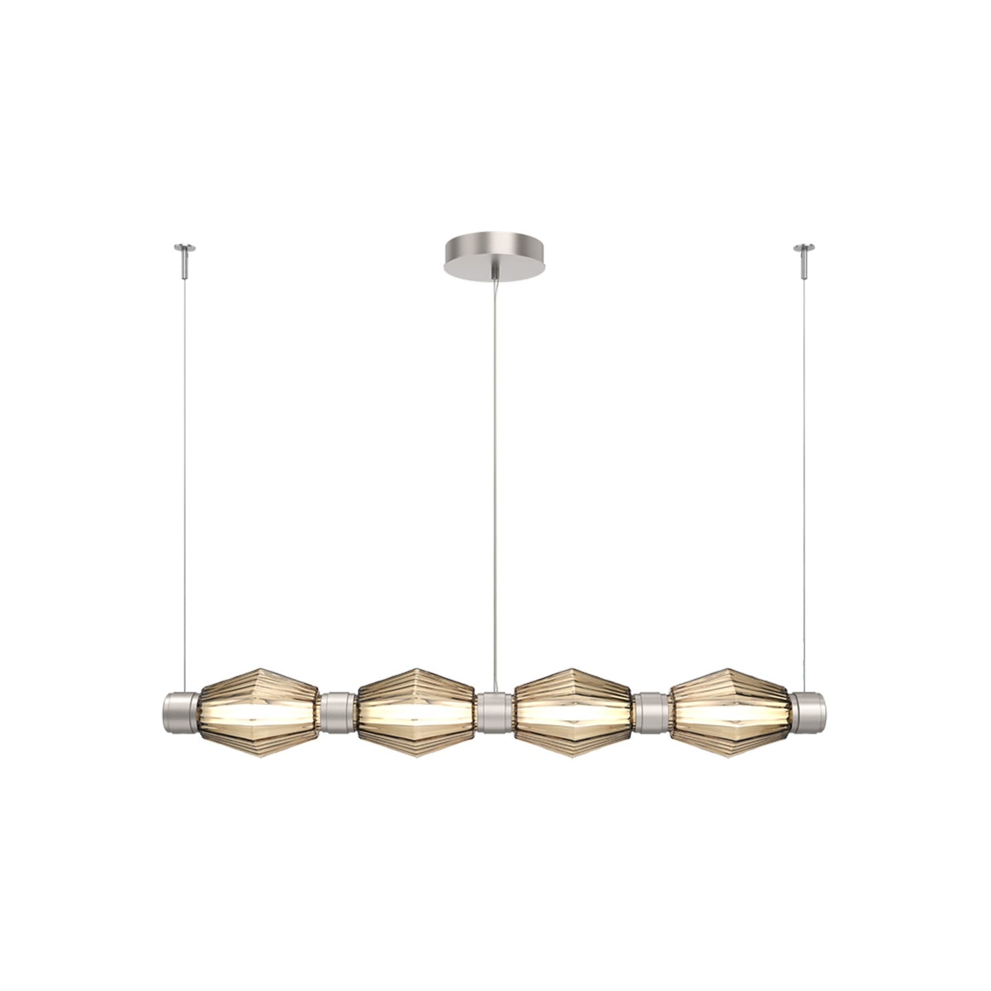 Aalto Mandrel Linear LED Chandelier in Beige Silver/Bronze Blown Glass (53.3-Inch).
