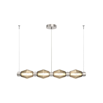 Aalto Mandrel Linear LED Chandelier in Beige Silver/Bronze Blown Glass (53.3-Inch).