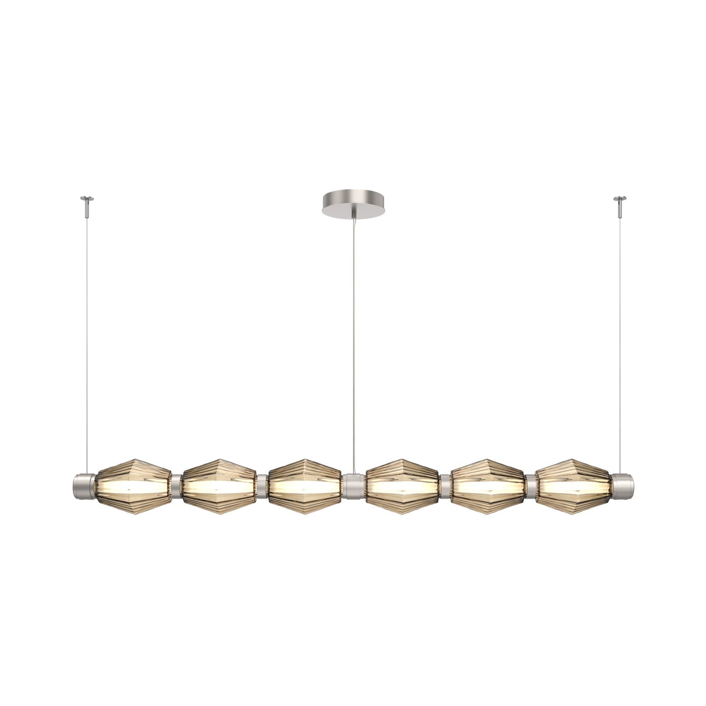 Aalto Mandrel Linear LED Chandelier in Beige Silver/Bronze Blown Glass (72.6-Inch).