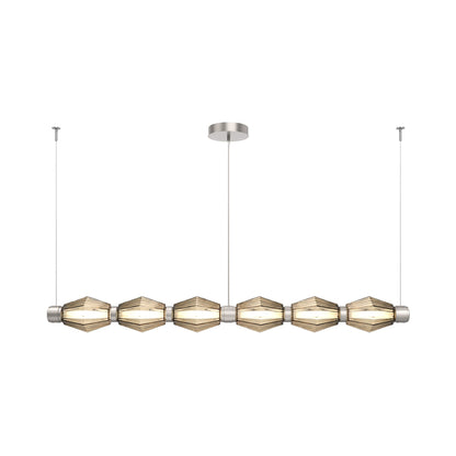Aalto Mandrel Linear LED Chandelier in Beige Silver/Bronze Blown Glass (72.6-Inch).