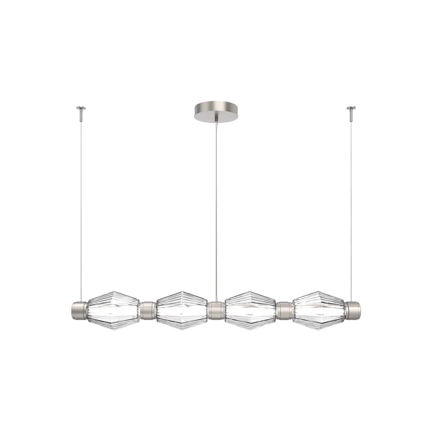 Aalto Mandrel Linear LED Chandelier in Beige Silver/Clear Blown Glass (53.3-Inch).