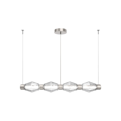 Aalto Mandrel Linear LED Chandelier in Beige Silver/Clear Blown Glass (53.3-Inch).
