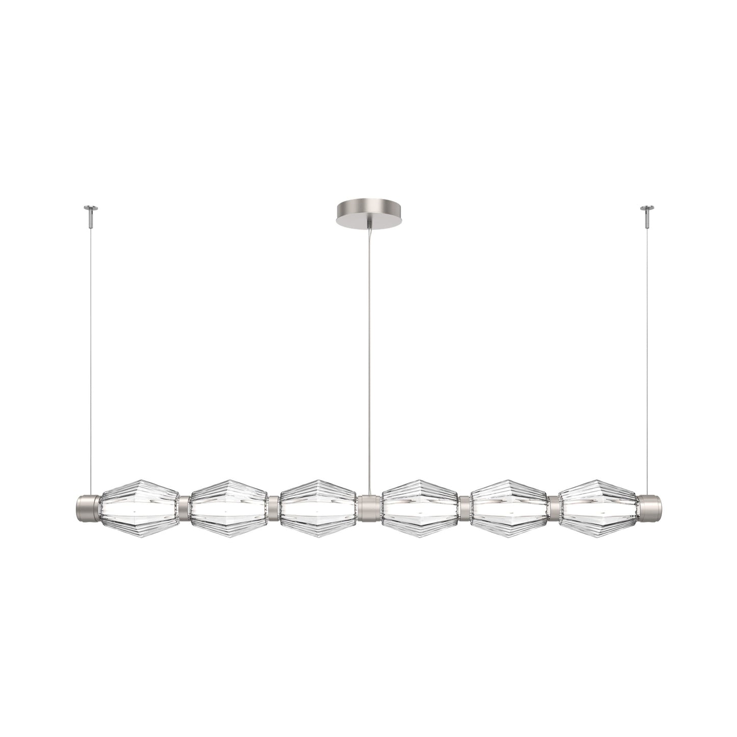 Aalto Mandrel Linear LED Chandelier in Beige Silver/Clear Blown Glass (72.6-Inch).