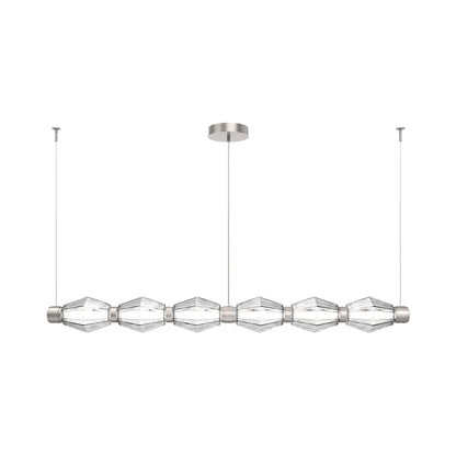 Aalto Mandrel Linear LED Chandelier in Beige Silver/Clear Blown Glass (72.6-Inch).