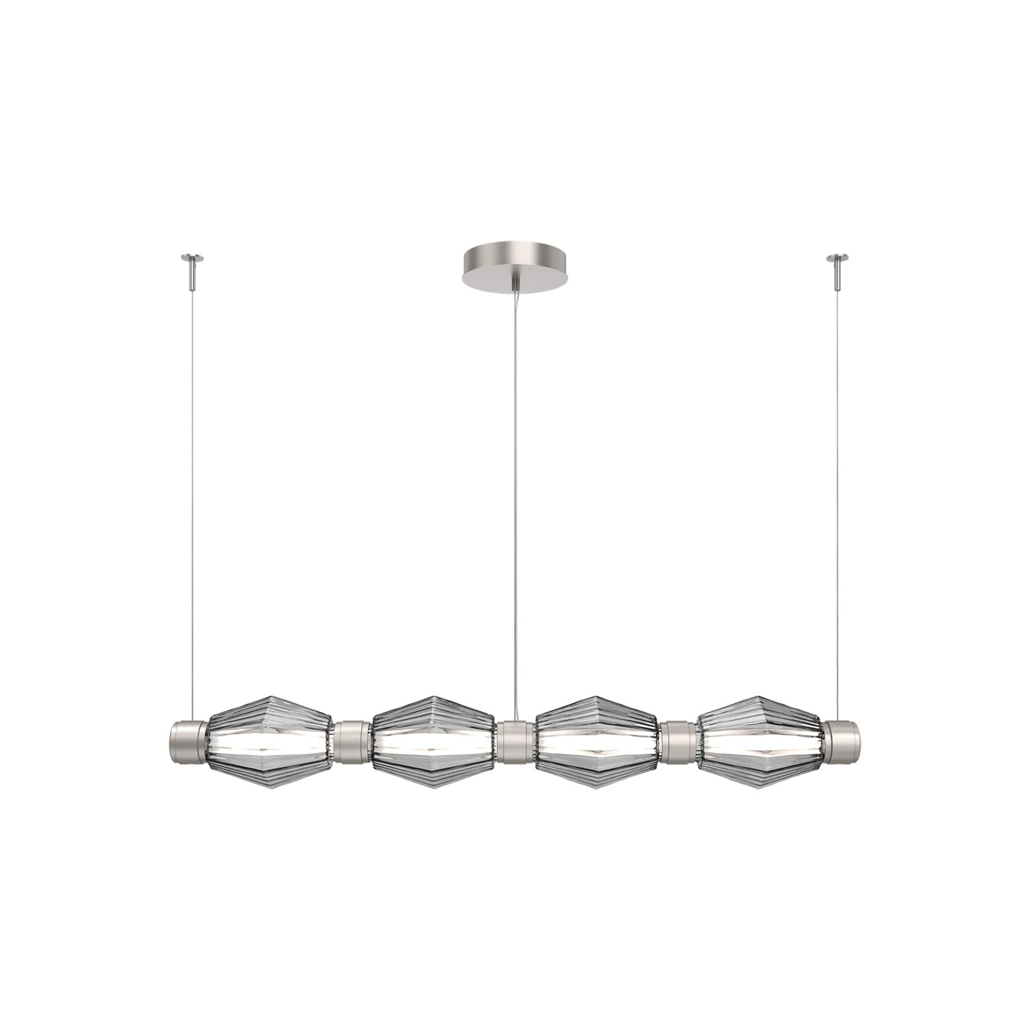 Aalto Mandrel Linear LED Chandelier in Beige Silver/Smoke Blown Glass (53.3-Inch).