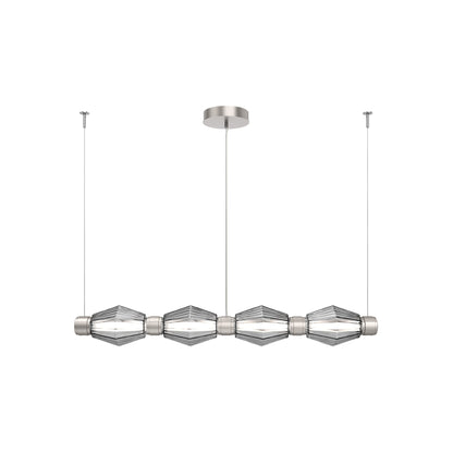 Aalto Mandrel Linear LED Chandelier in Beige Silver/Smoke Blown Glass (53.3-Inch).