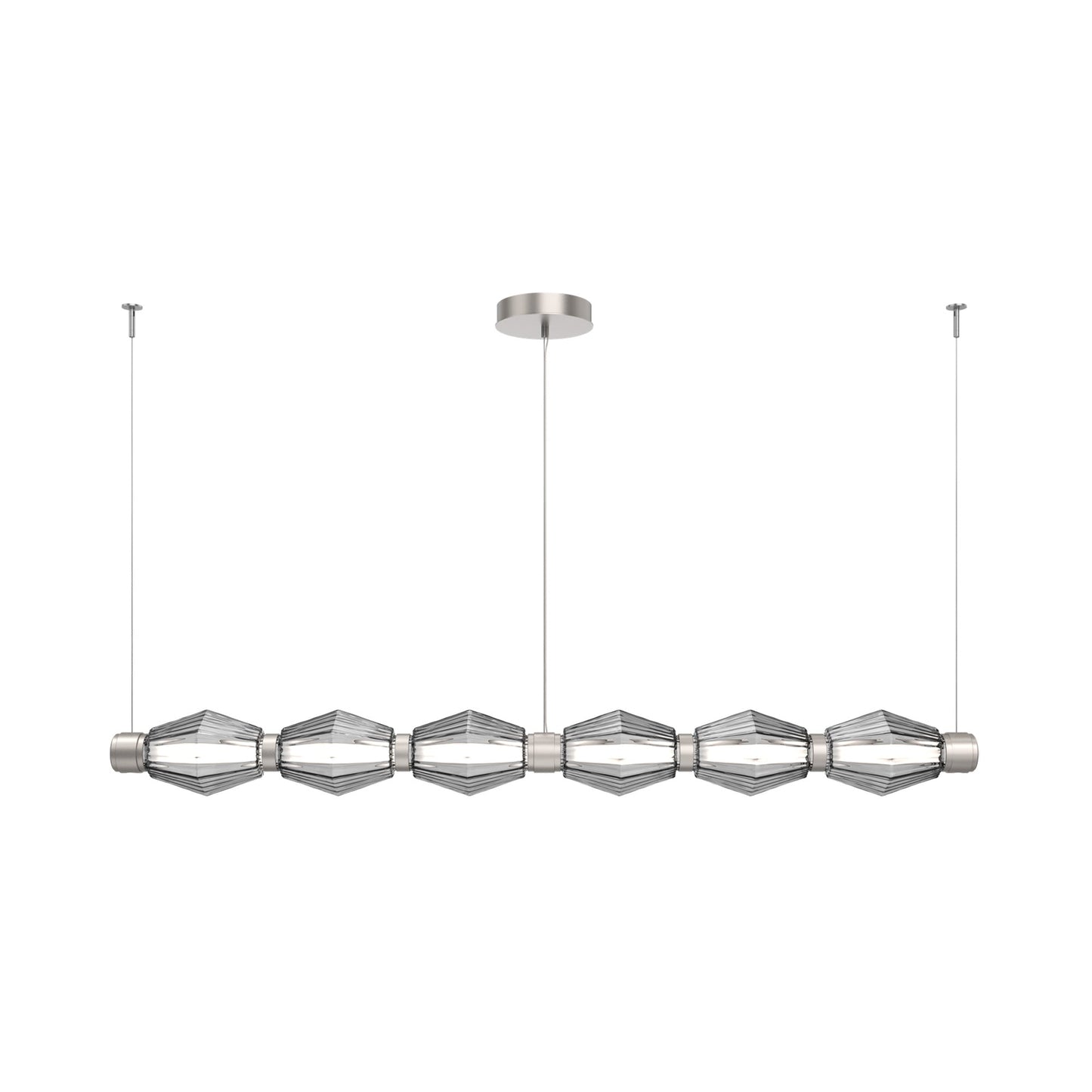 Aalto Mandrel Linear LED Chandelier in Beige Silver/Smoke Blown Glass (72.6-Inch).
