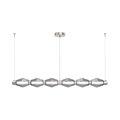 Aalto Mandrel Linear LED Chandelier in Beige Silver/Smoke Blown Glass (72.6-Inch).