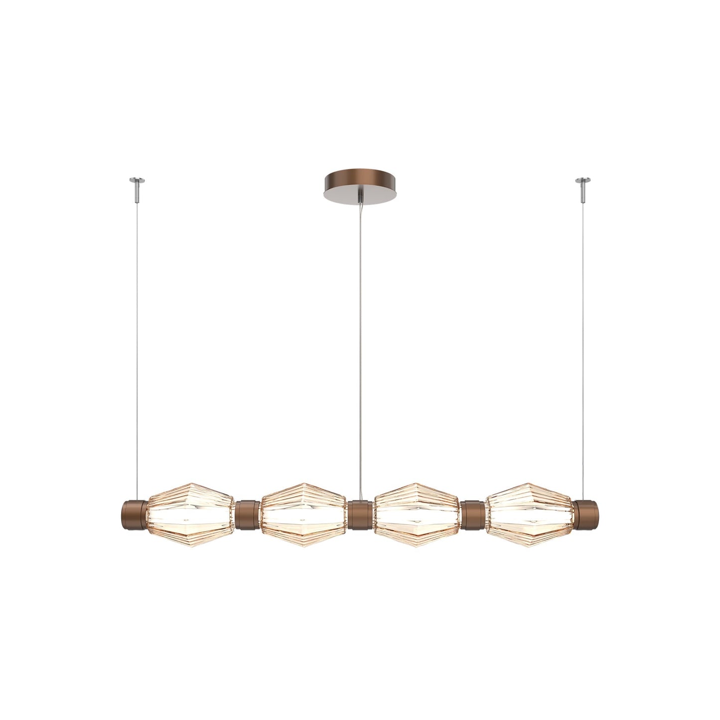 Aalto Mandrel Linear LED Chandelier in Burnished Bronze/Amber Blown Glass (53.3-Inch).