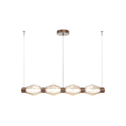Aalto Mandrel Linear LED Chandelier in Burnished Bronze/Amber Blown Glass (53.3-Inch).