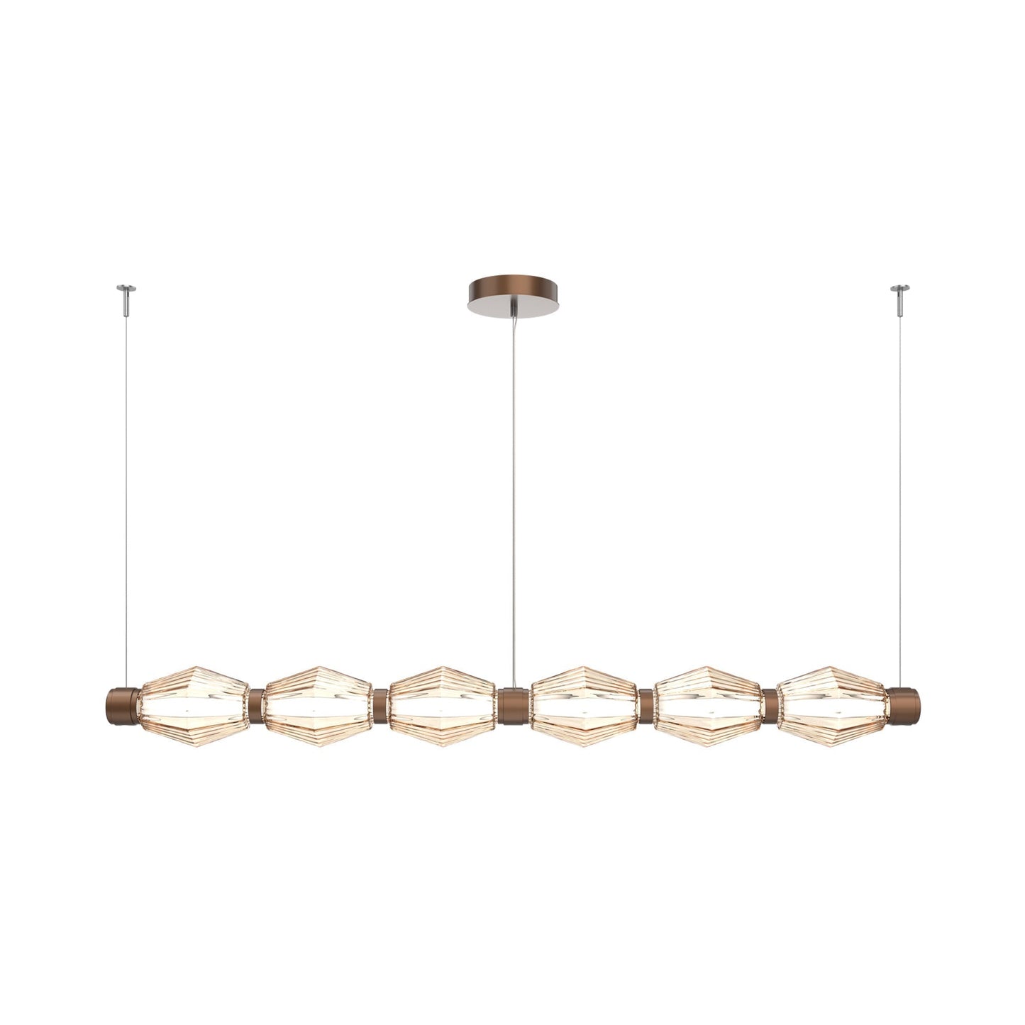 Aalto Mandrel Linear LED Chandelier in Burnished Bronze/Amber Blown Glass (72.6-Inch).