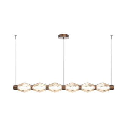 Aalto Mandrel Linear LED Chandelier in Burnished Bronze/Amber Blown Glass (72.6-Inch).