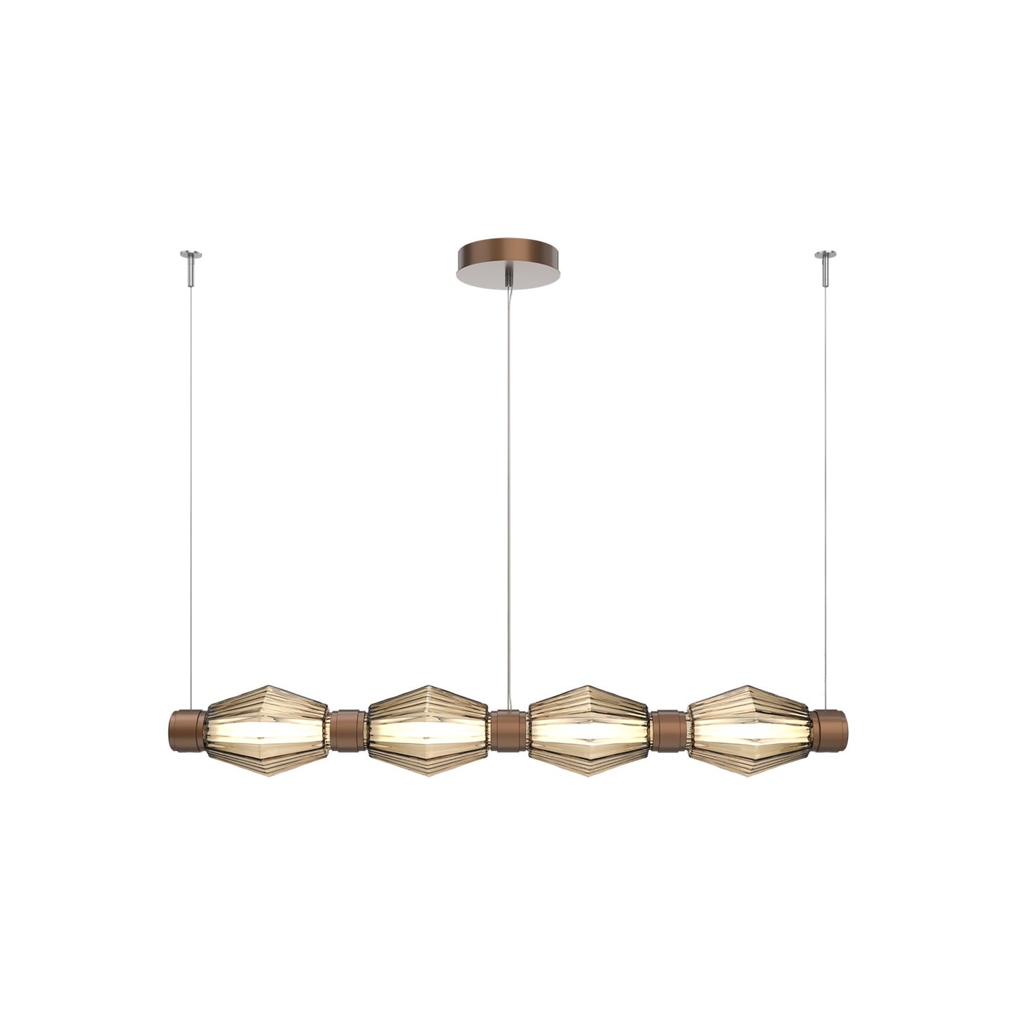 Aalto Mandrel Linear LED Chandelier in Burnished Bronze/Bronze Blown Glass (53.3-Inch).