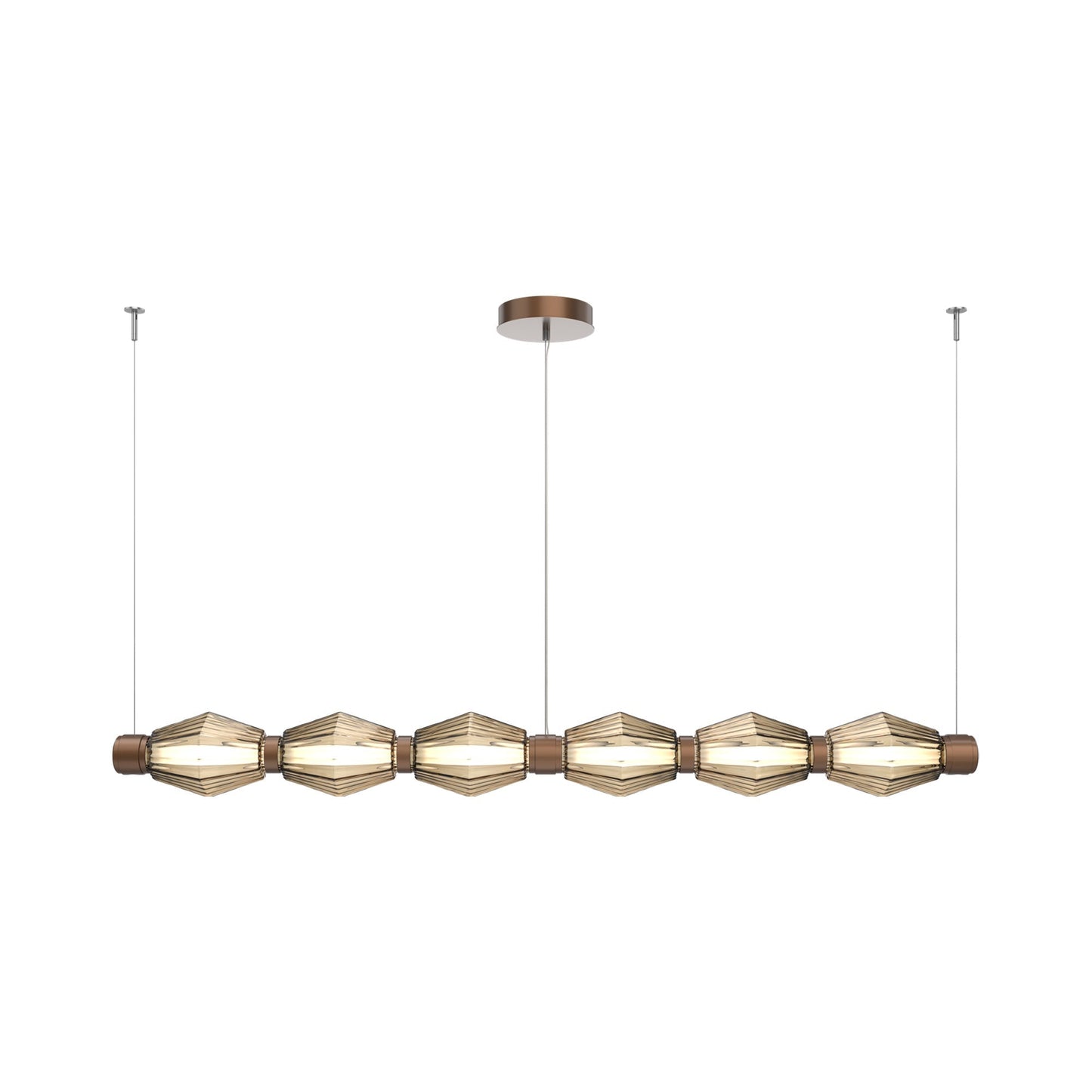 Aalto Mandrel Linear LED Chandelier in Burnished Bronze/Bronze Blown Glass (72.6-Inch).