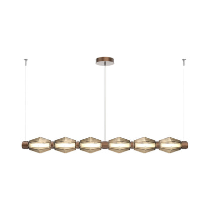 Aalto Mandrel Linear LED Chandelier in Burnished Bronze/Bronze Blown Glass (72.6-Inch).
