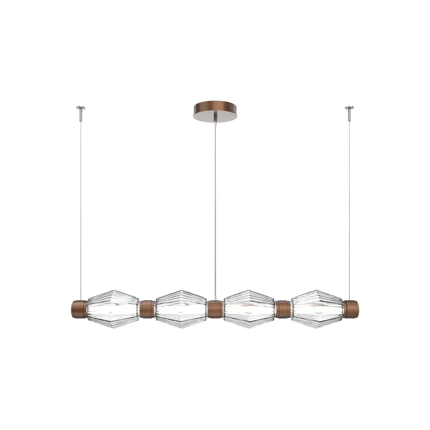 Aalto Mandrel Linear LED Chandelier in Burnished Bronze/Clear Blown Glass (53.3-Inch).