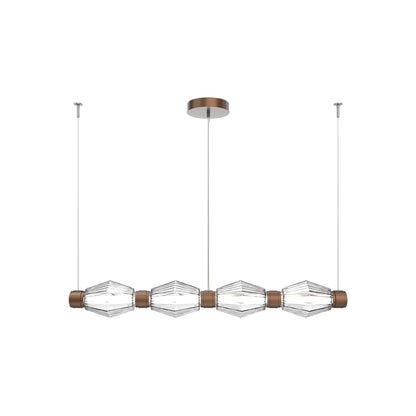 Aalto Mandrel Linear LED Chandelier in Burnished Bronze/Clear Blown Glass (53.3-Inch).