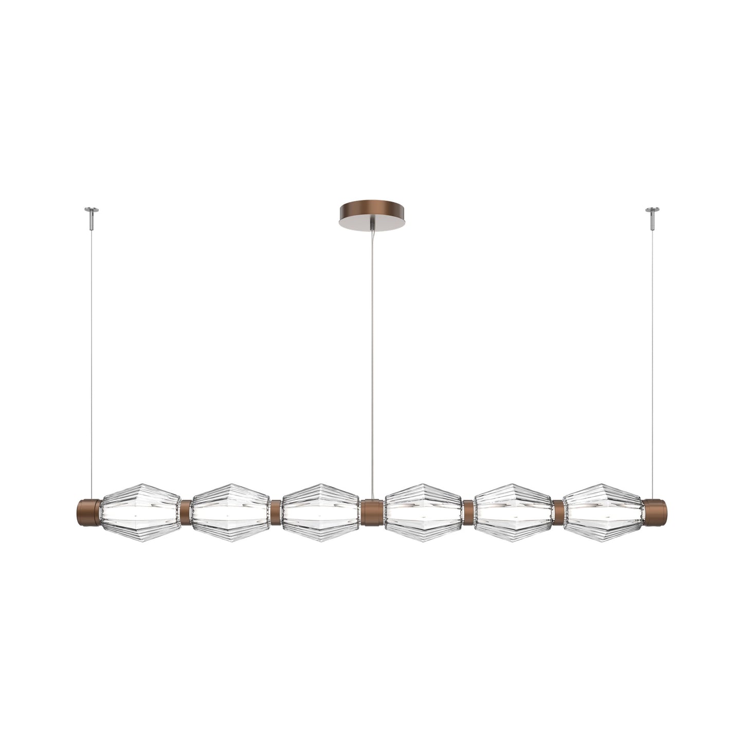 Aalto Mandrel Linear LED Chandelier in Burnished Bronze/Clear Blown Glass (72.6-Inch).