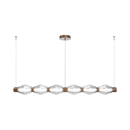 Aalto Mandrel Linear LED Chandelier in Burnished Bronze/Clear Blown Glass (72.6-Inch).